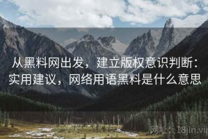 从黑料网出发，建立版权意识判断：实用建议，网络用语黑料是什么意思